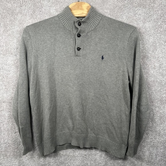 Polo Ralph Lauren Other - Polo Ralph Lauren Sweater Mens XXl Mock‎ Neck Gray Button Pullover Knit Cotton